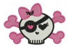 Stickmuster - Skull Princess Schleife voll